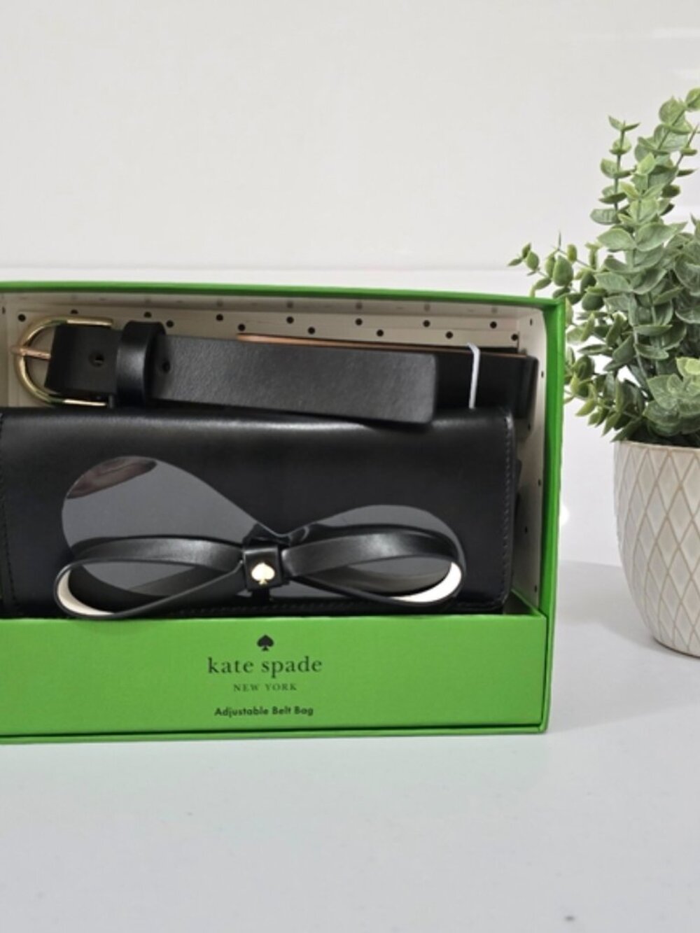 Kate Spade Leather Bow Belt Bag Women L/XL Black Desiger Fanny Pack
